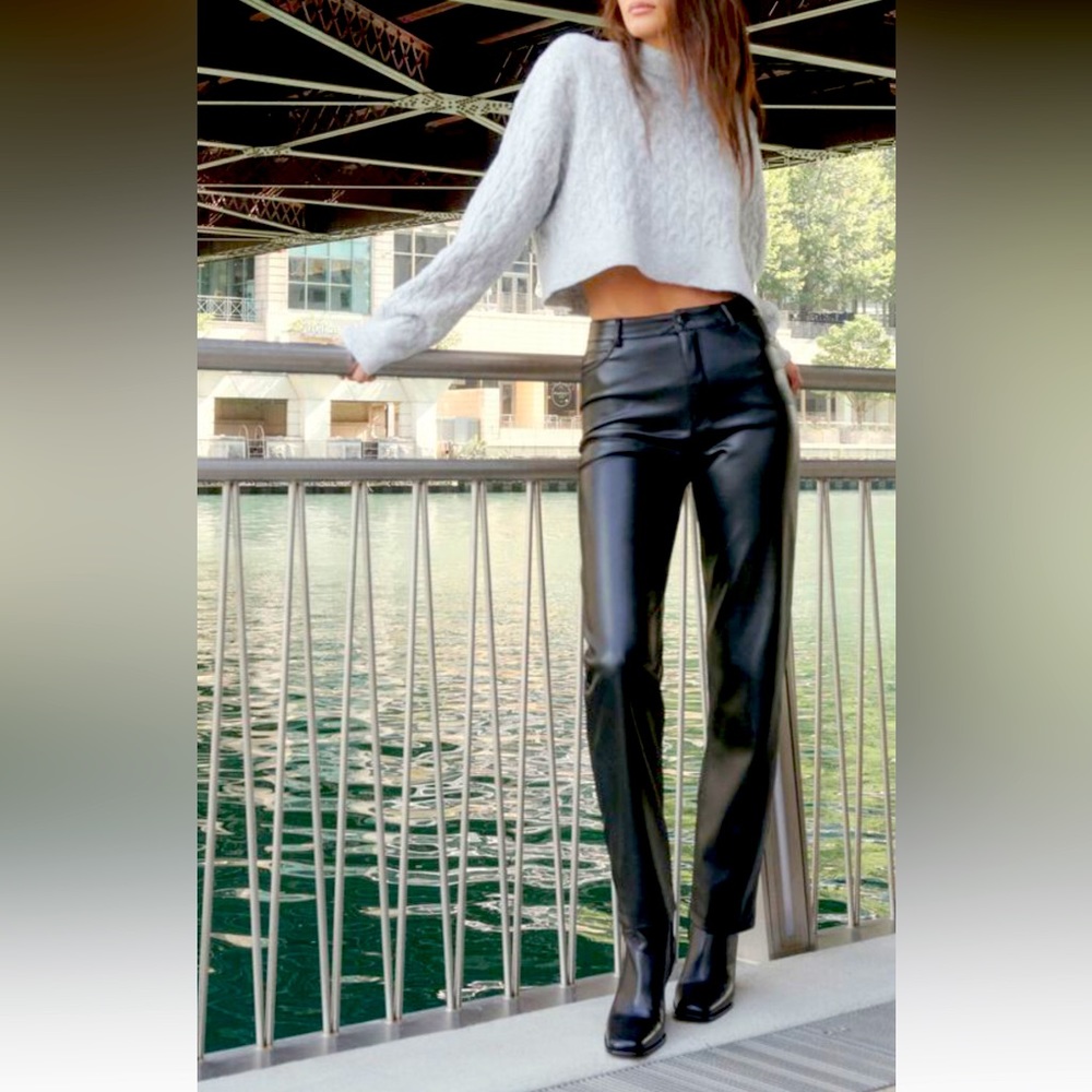 Straight leg leather pants - size 0